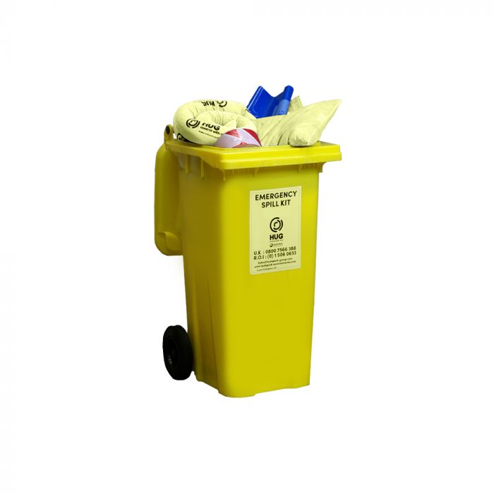 125 Litre Chemical Emergency Spill Kit - Wheeled Bin