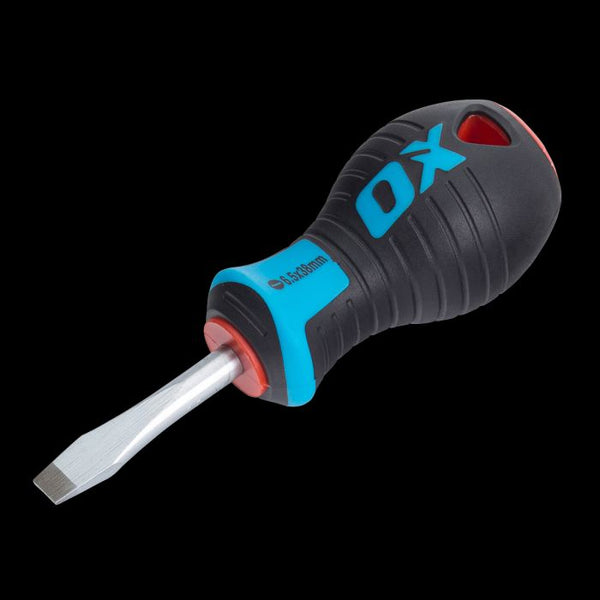 OX Pro Slotted Flared Screwdriver Stubby - 6.5 x 38mm