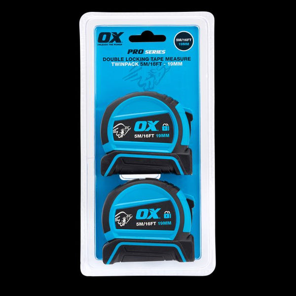 OX Pro Double Locking Tape Measure Twin Pack - 5m