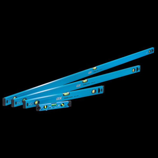 OX Trade 4 Piece Level Set - Includes 600mm, 1200mm, 1800mm & Torpedo Levels