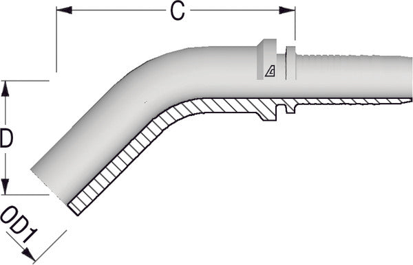 30mm Metric 45deg Standpipe x 1" Hose