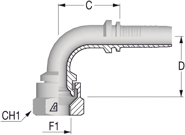 1/2" Hose x 1/2 JIS 90 Degree