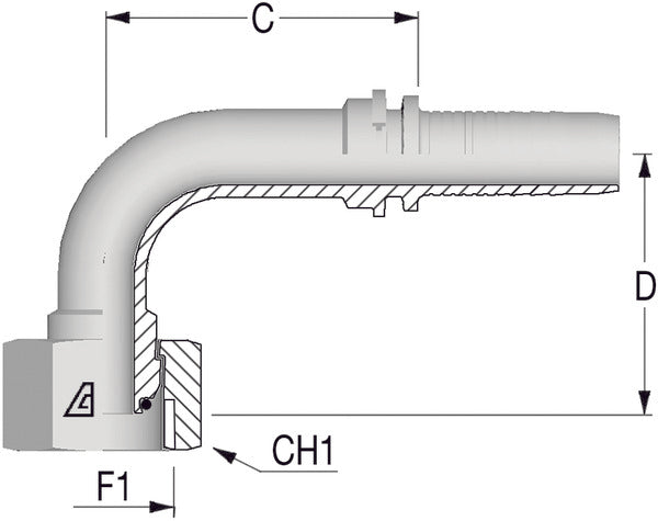 1.1/4"BSP 90deg Female x 1 1/4 Hose