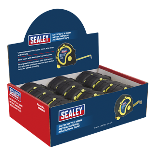 Rubber Tape Measure 5m(16ft) x 19mm Metric/Imperial Display Box of 12