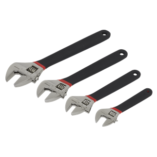 Adjustable Wrench Set 4pc Ni-Fe Finish