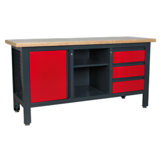 Workstation with 3 Drawers, 1 Cupboard & Open Storage