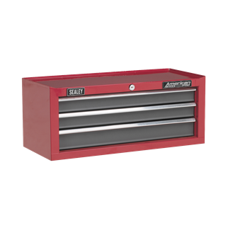 Mid-Box 3 Drawer with Ball-Bearing Slides - Red/Grey