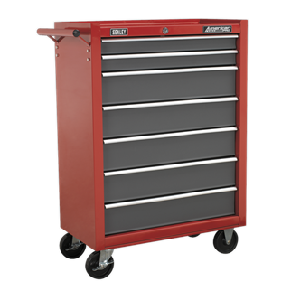 Rollcab 7 Drawer with Ball-Bearing Slides - Red/Grey