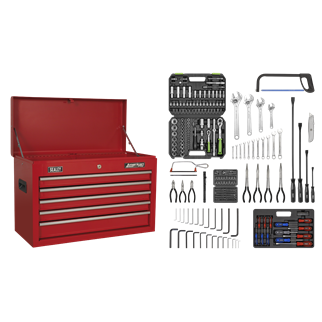 Topchest 5 Drawer with Ball-Bearing Slides - Red & 272pc Tool Kit