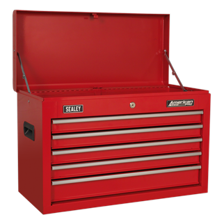 Topchest 5 Drawer with Ball-Bearing Slides - Red