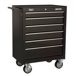 Rollcab 6 Drawer with Ball-Bearing Slides - Black