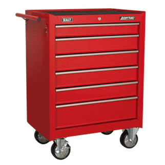 Rollcab 6 Drawer with Ball-Bearing Slides - Red