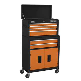 Topchest & Rollcab Combination 6 Drawer with Ball-Bearing Slides - Orange