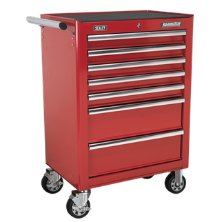 Rollcab 7 Drawer with Ball-Bearing Slides - Red