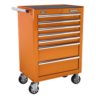 Rollcab 7 Drawer with Ball-Bearing Slides - Orange