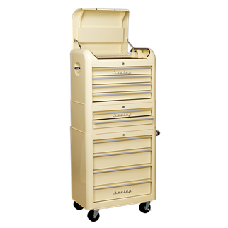 Retro Style Topchest, Mid-Box & Rollcab Combination 10 Drawer Cream