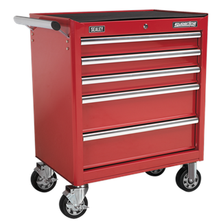 Rollcab 5 Drawer with Ball-Bearing Slides - Red