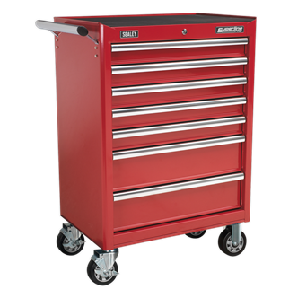 Rollcab 7 Drawer with Ball-Bearing Slides - Red