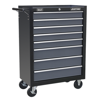 Rollcab 8 Drawer with Ball-Bearing Slides - Black/Grey