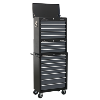 Tool Chest Combination 16 Drawer with Ball-Bearing Slides - Black/Grey