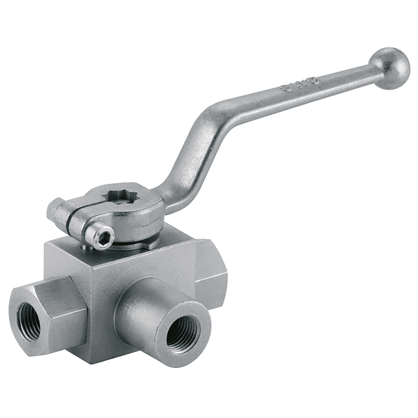 1/4" BSP 3-WAY L-PORT HYDRAULIC BALL VALVE