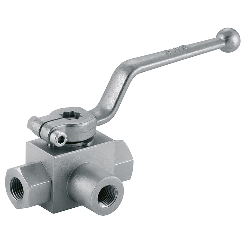 3/8" BSP 3-WAY L-PORT HYDRAULIC BALL VALVE