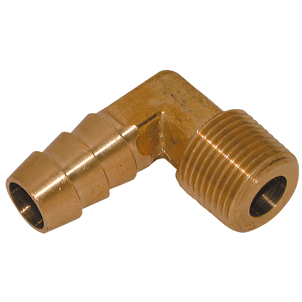 1/4" BSPT MALE X 1/2" ID HOSE BRASS ELBOW