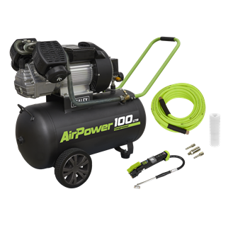 Air Compressor 100L Direct Drive 3hp & Air Accessory Kit