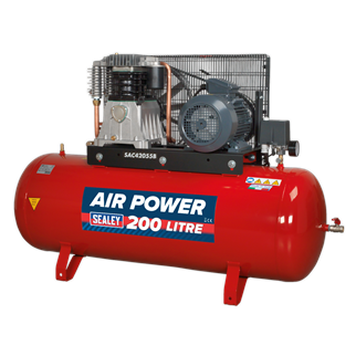 Air Compressor 200L Belt Drive 5.5hp 3ph 2-Stage with Cast Cylinders